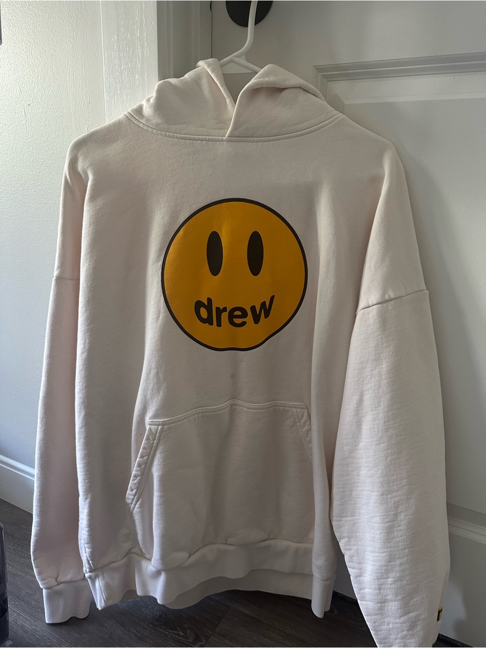 DREW Cream Hoodie with Yellow Smiley Logo
